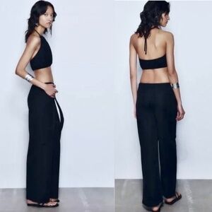 NWOT Zara Black Wrap Pareo Pants. Size L